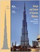 Cover of Design and Control of Concrete Mixtures 15th Edition 2011 practice exam book with Burj Khalifa building image