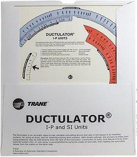 Trane Ductulator hand-held rotating calculator for sizing supply and return ducts using equal friction method