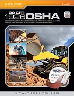 OSHA 1926 Construction Industry Regulations manual cover with construction equipment and workers on site