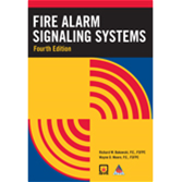 Black, red, and yellow cover of Fourth Edition Fire Alarm Signaling Systems practice questions book