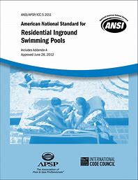 Cover of the 2011 ANSI standard for residential inground swimming pools with blue pool image and certification logos