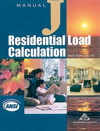 Cover of Residential Load Calculation Manual 8th Edition with family reading and HVAC system images for Alabama HVAC exam study