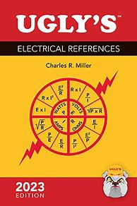 2023 edition cover of Ugly's Electrical References book with yellow background and circular electrical formulas diagram