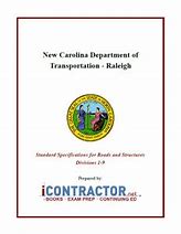 Cover of North Carolina Department of Transportation standard specifications for roads and structures with official state seal and iContractor.net branding