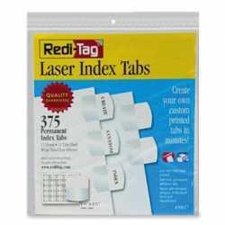 Package of Redi-Tag Laser Index Tabs with 375 white personalized writable tabs for organization and labeling