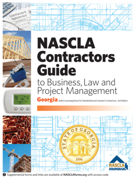 Cover of Georgia NASCLA Contractors Guide to Business, Law and Project Management, 3rd Edition with state seal and construction images