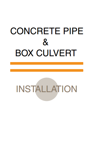 Cover of Concrete Pipe and Box Culvert Installation Manual 2015 with simple text and orange underline design