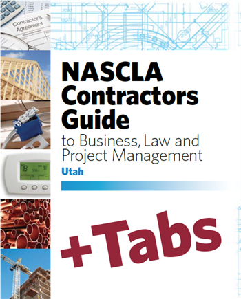 Cover of Utah NASCLA Contractors Guide to Business, Law and Project Management 4th Edition with construction and project visuals