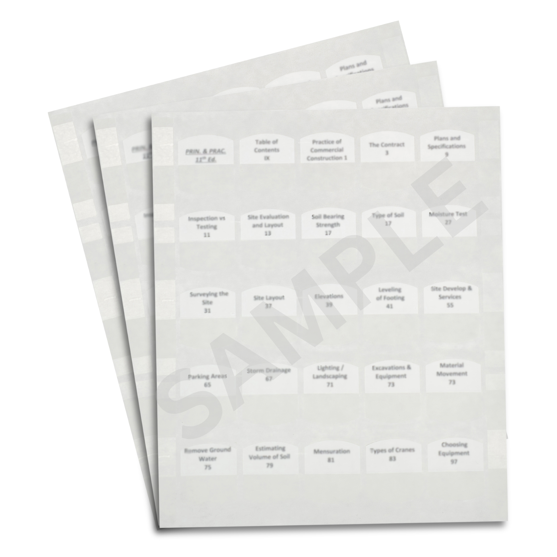 Sample pages showing the PSI Mississippi Glass, Glazing, Windows & Skylights Contractor exam study guide contents and topics overview