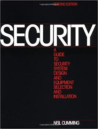 Book cover of Security guide by Neil Cumming featuring bold white and red text on black background