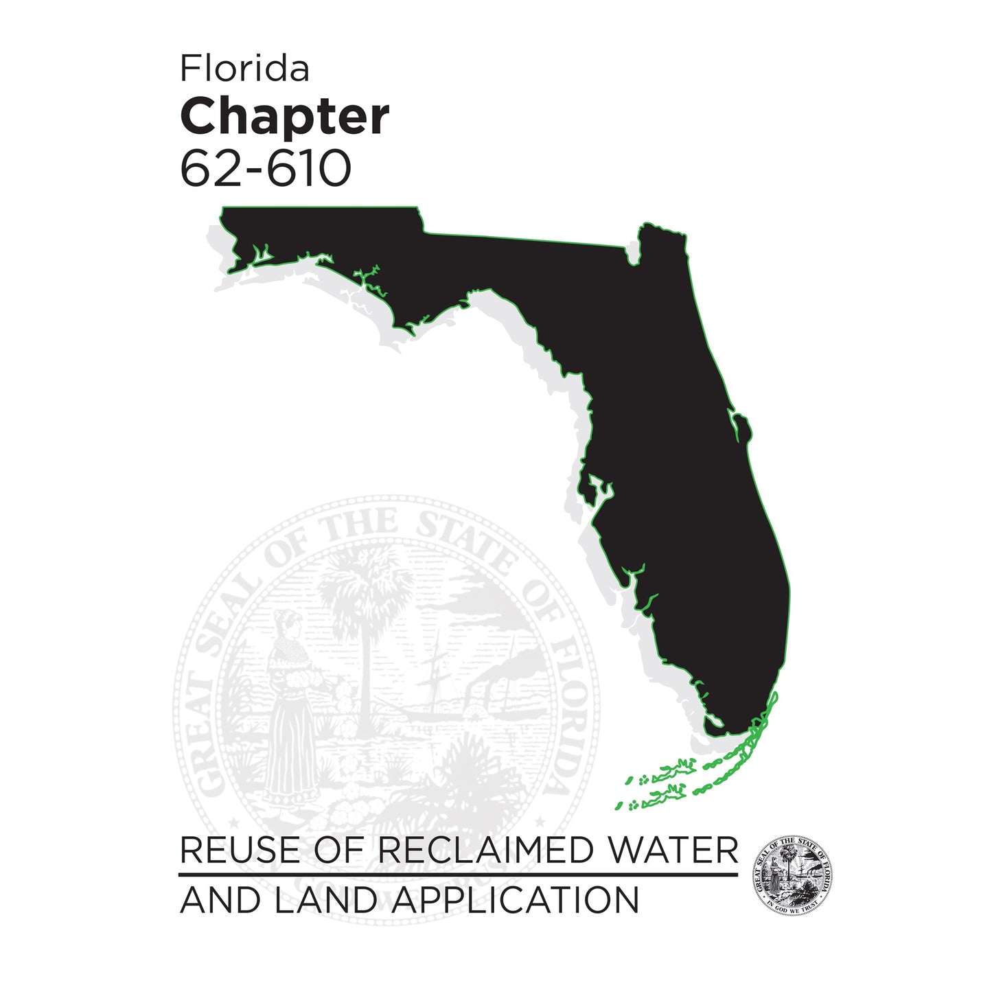 Silhouette of Florida with text for Chapter 62-610 on reuse of reclaimed water and land application standards