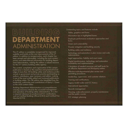 Building Department Administration, 5th Edition