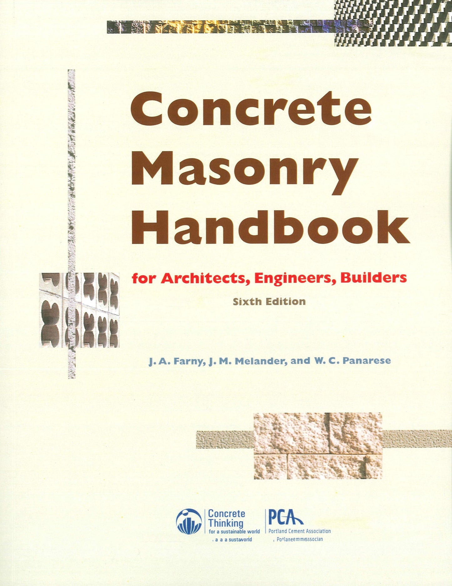 Cover of Concrete Masonry Handbook sixth edition for architects, engineers, and builders with block and masonry design elements