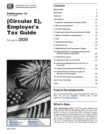IRS Circular E, Employer's Tax Guide, Publication 15