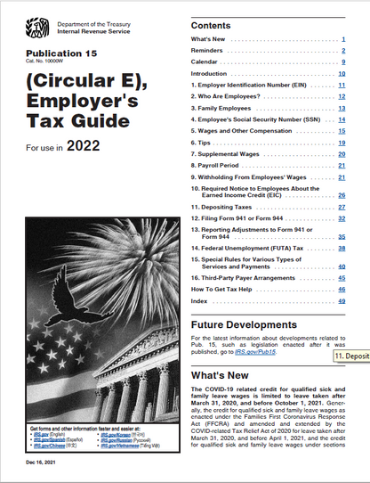 IRS Circular E, Employer's Tax Guide, Publication 15