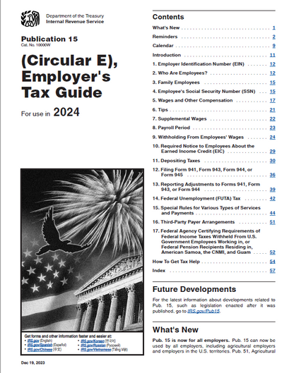 IRS Circular E, Employer's Tax Guide, Publication 15