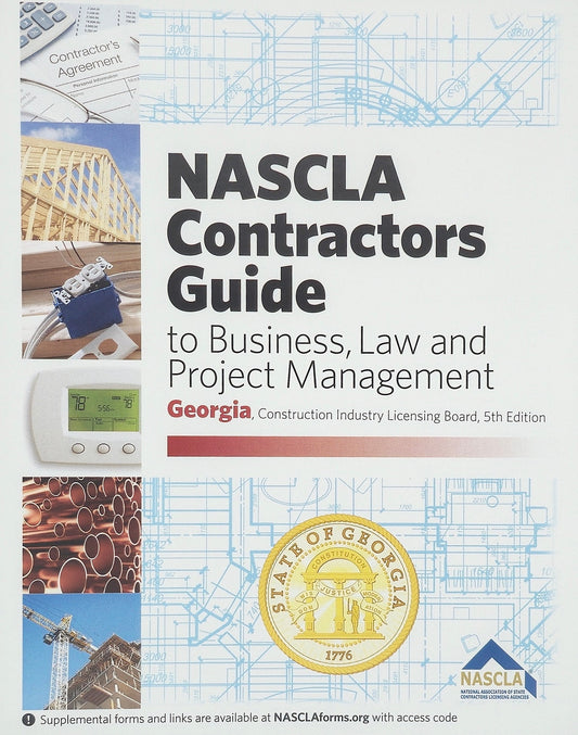 Cover of Georgia NASCLA Contractors Guide to Business, Law and Project Management 5th Edition with construction and state seal design