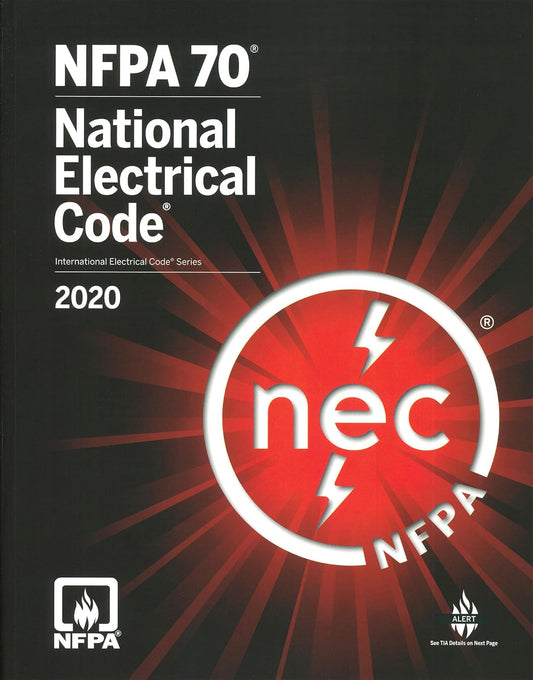 2020 edition NFPA 70 National Electrical Code book cover with red and black design and NEC logo in white text