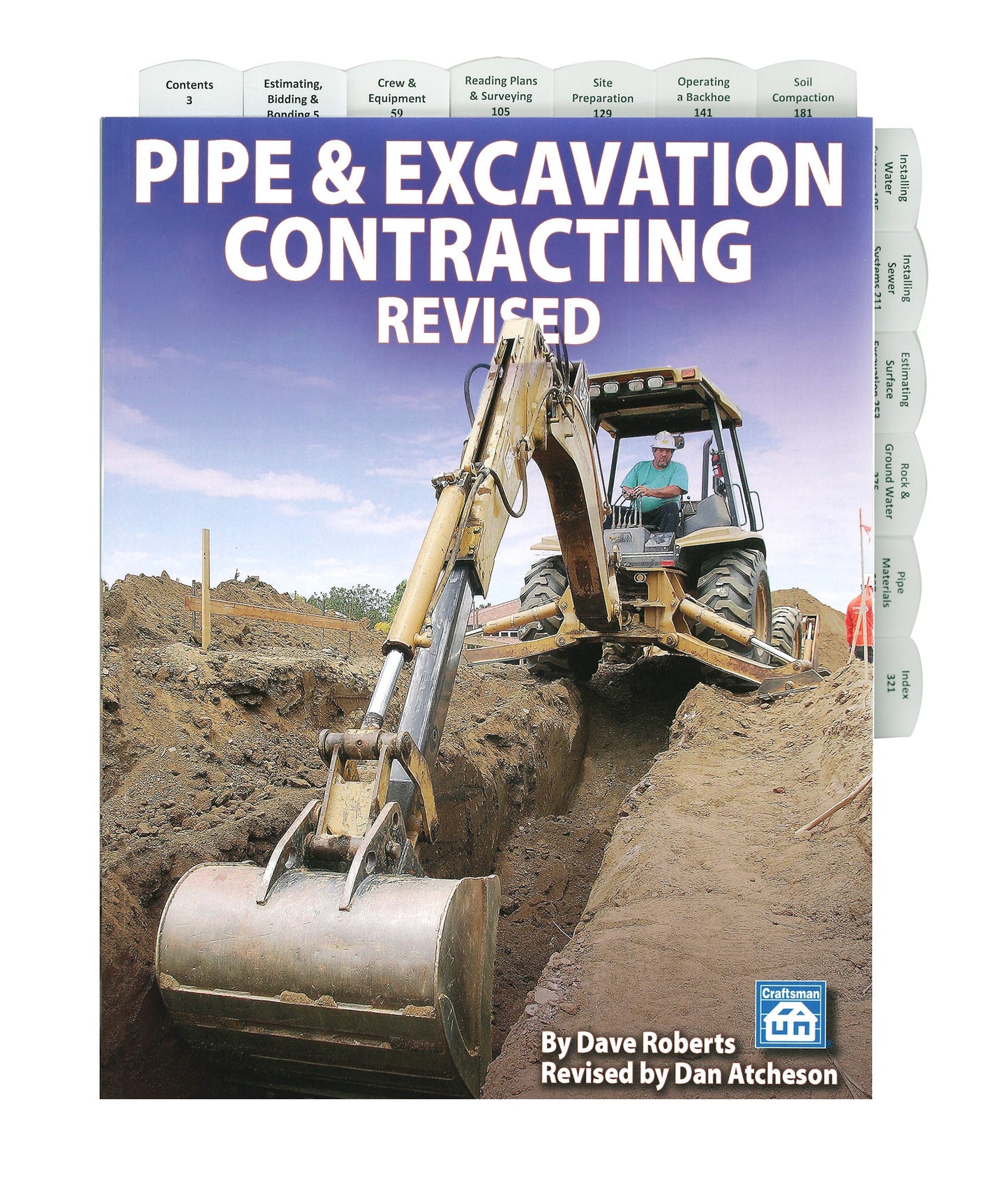Front cover of Pipe & Excavation Contracting Revised manual showing backhoe digging a trench on construction site