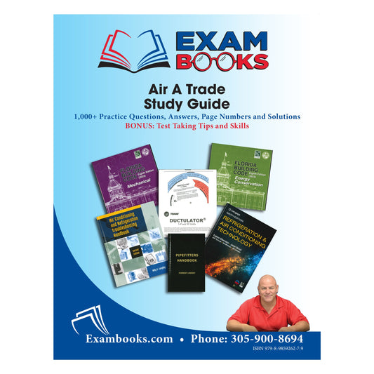 Cover of Air A Trade Study Guide featuring reference books and a man in red shirt on blue gradient background