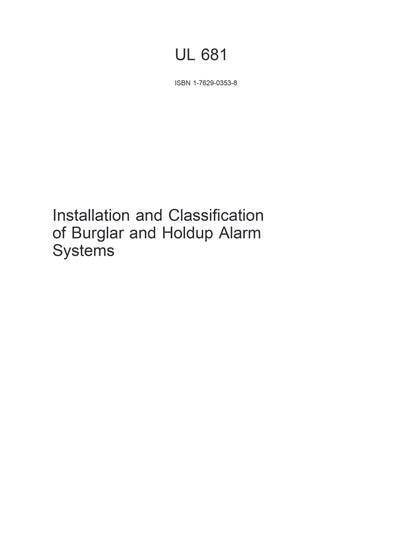 UL 681-Installation and Classification of Burglar and Holdup Alarm Systems