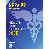 Cover of NFPA 99 Health Care Facilities Code 2015 Edition with blue gradient background and medical caduceus symbol